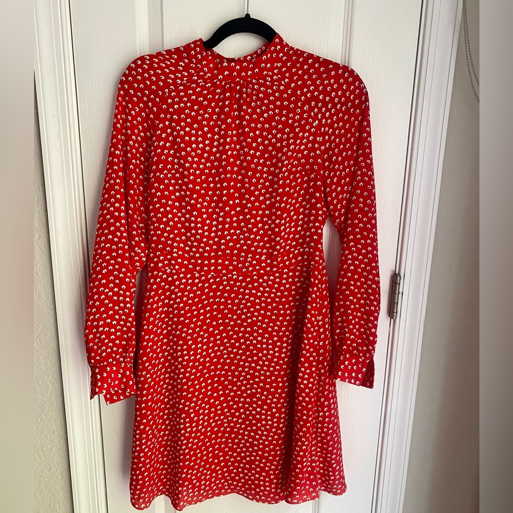 Banana Republic Poet-Sleeve Red Floral Dress